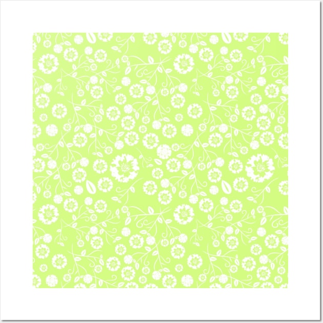 Green Wildflower Floral Pattern Wall Art by FloralPatterns